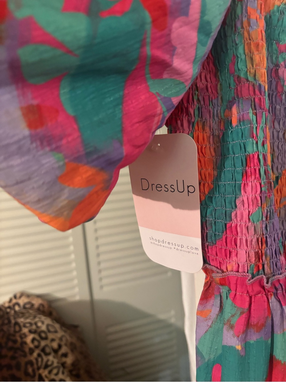 Bright Floral Smocked Maxi Dress in Pink and Green - Picture 4 of 7